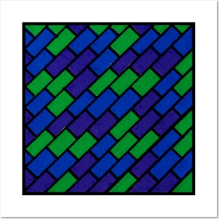 Purple Blue Green Geometric Abstract Acrylic Painting Posters and Art